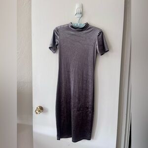 Zara Charcoal Velvet Midi Dress